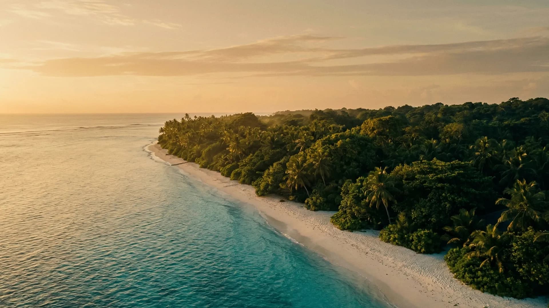 Aerial view of tropical coastline